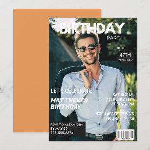 Modern Magazine Cover for him 47th birthday Invitation
