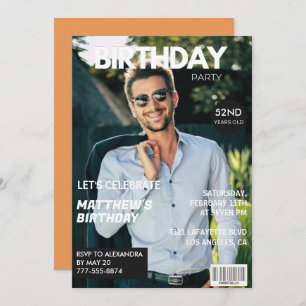 Modern Magazine Cover for him 52nd birthday Invitation
