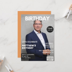 Modern Magazine Cover for him 72nd birthday Invitation