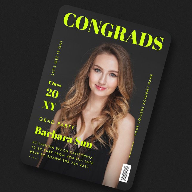 Modern Magazine Cover Grad Party Graduation Party Invitation (Creator Uploaded)