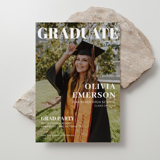 Modern Magazine Cover Graduation Invitation (Creator Uploaded)