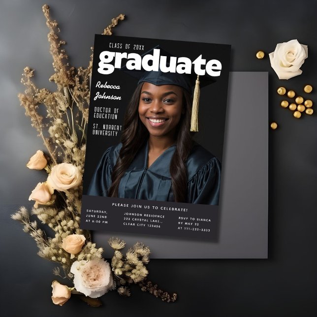 Modern Magazine Cover Photo Graduation Invitation (Creator Uploaded)