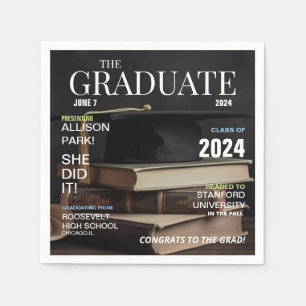 Modern Magazine Photo Graduation Napkin