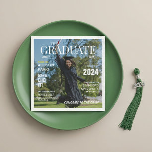 Modern Magazine Photo Graduation Napkin