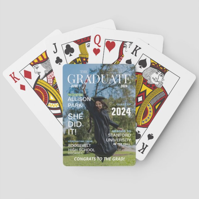 Modern Magazine Photo Graduation  Playing Cards (Back)