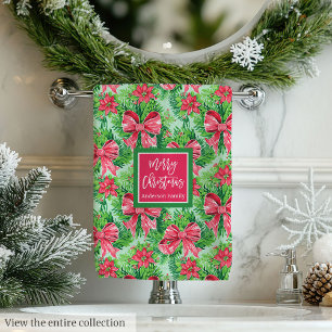 Modern magenta and red Christmas preppy bath towel