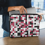 Modern Magenta Black Grey Geometric Laptop Sleeve<br><div class="desc">This colourful laptop sleeve features a multicolored geometric pattern in Viva Magenta,  black,  grey and white,  and white grid. The squares are coloured in a random pattern which is the same on the back. You can edit the colours in the Design tool.</div>
