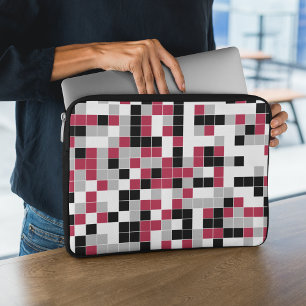 Modern Magenta Black Grey Geometric Laptop Sleeve