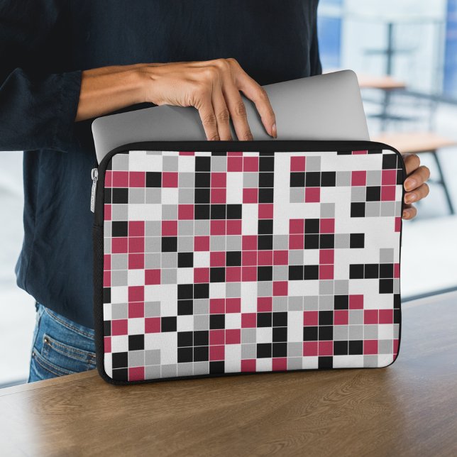 Modern Magenta Black Grey Geometric Laptop Sleeve (Creator Uploaded)