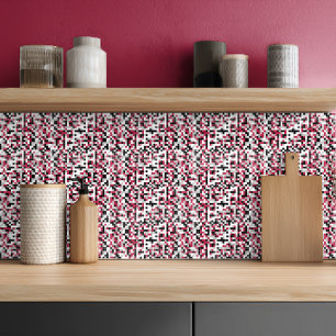 Modern Magenta Black Grey Geometric Tile