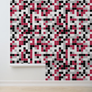 Modern Magenta Black Grey Geometric Wallpaper