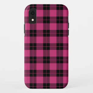 Modern Magenta Black Plaid Pattern Case-Mate iPhone Case