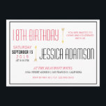Modern Magenta & Black Typography | 18th Birthday Invitation<br><div class="desc">Modern Magenta & Black Typography | 18th Birthday Invitations. These stylish, feminine birthday party invites are perfect your birthday celebration! There are two faux gold foil arrows separating the typographic text. This feminine, girly, chic design has a beautiful, minimalistic magenta and black typographic design on a white background; on the...</div>