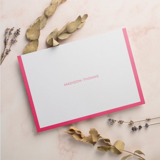 Modern Magenta Border Name Stationery Card (Creator Uploaded)