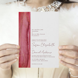 Modern Magenta Coral Wedding Invitation