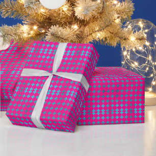 Modern Magenta Metallic Teal Floral Pattern Wrapping Paper