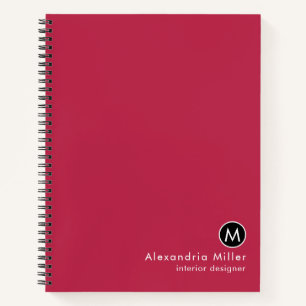 Modern Magenta Minimalist Monogram Notebook