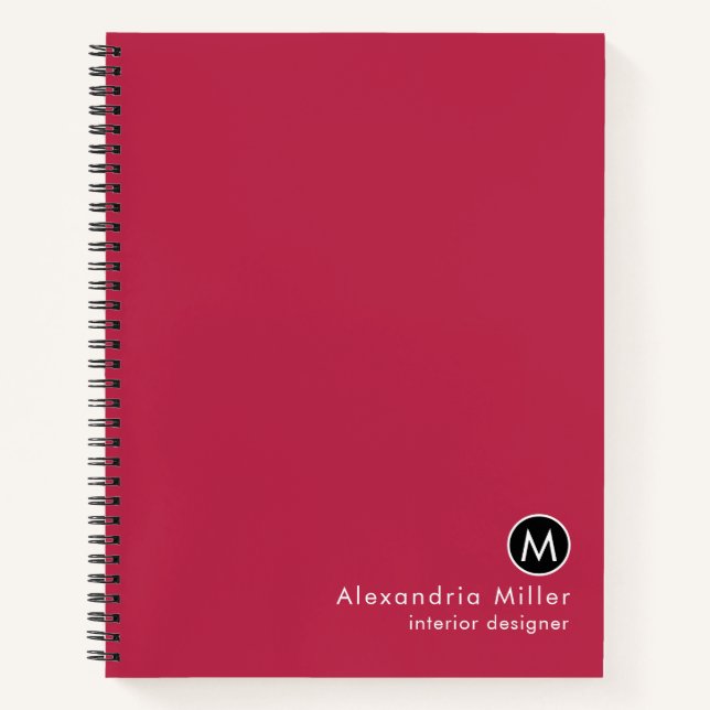 Modern Magenta Minimalist Monogram Notebook (Front)