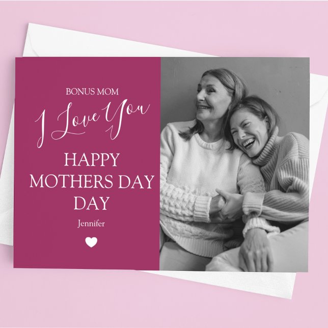 Modern Magenta Photo Mothers Day Holiday Card (Creator Uploaded)