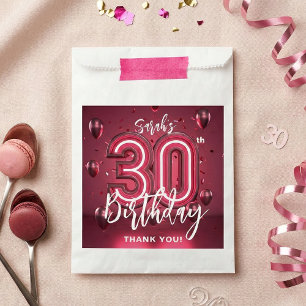 Modern Magenta Pink 30th Birthday Thank You Favour Bags