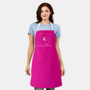 Modern Magenta Pink Add Logo Business Marketing Apron