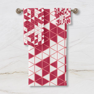 Modern Magenta Pink Geometric Bath Towel Set
