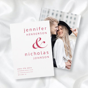 Modern Magenta Red Ampersand Photo Save The Date