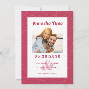 Modern Magenta Red Pattern   Save the Date Photo