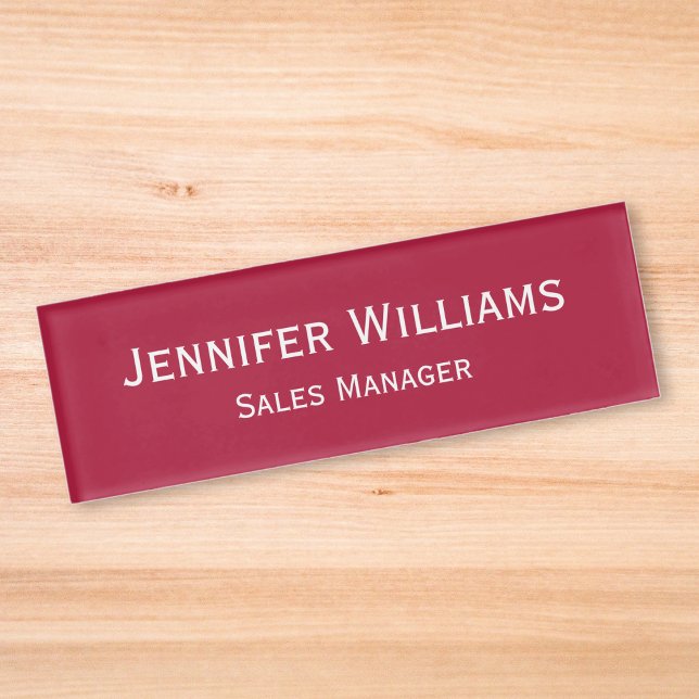 Modern Magenta Red Professional Executive Magnetic Name Tag (Modern Magenta Red Professional Executive Magnetic Name Tag)