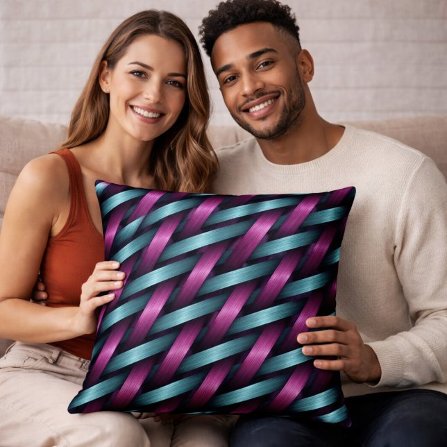 Modern Magenta Teal Geometric Throw Pillow (Creator Uploaded)