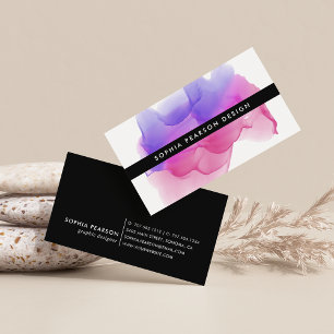 Modern Magenta Watercolor Blot Business Card