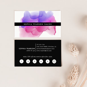 Modern Magenta Watercolor Blot Loyalty Card
