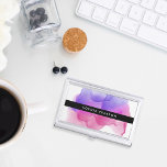 Modern Magenta Watercolor | Personalised Business Card Holder<br><div class="desc">Elegant and colourful business card holder features your name and/or business name in white on black,  overlaid on a vibrant watercolor inkblot in fuchsia pink,  magenta,  and violet purple. Matching business cards and accessories also available.</div>