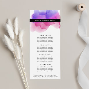 Modern Magenta Watercolor   Services or Price List Rack Card