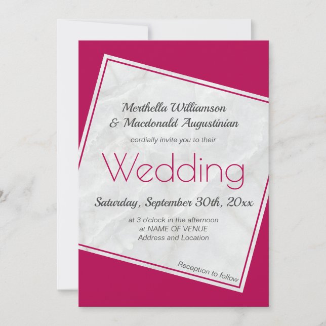 Modern Magenta Wedding Invitation (Front)