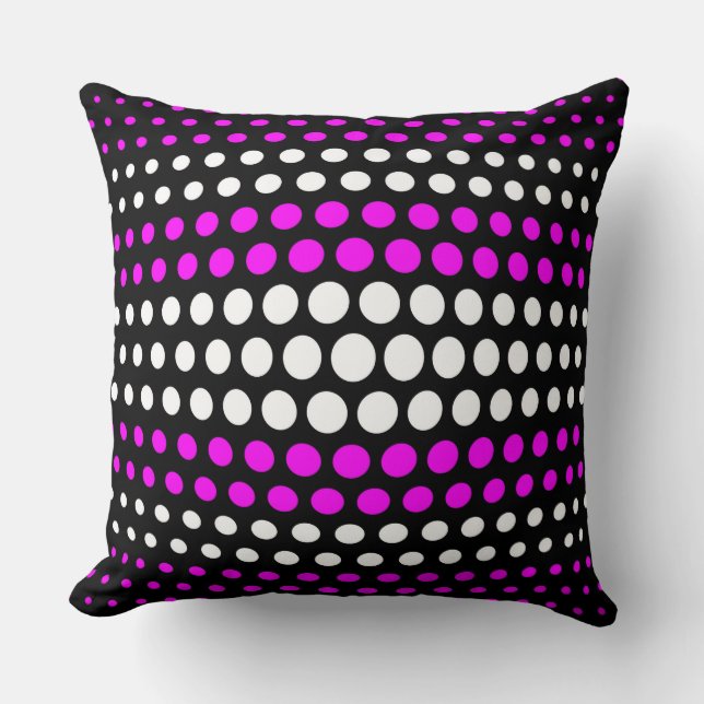 Modern Magenta & White Polka Dots Pattern Cushion (Front)