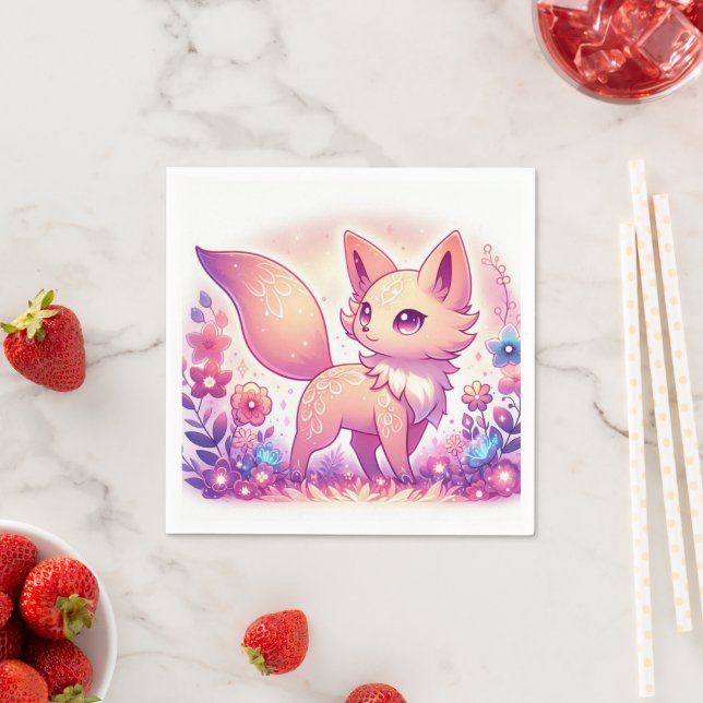 Modern Magical Fox Baby Shower Napkin (Insitu)
