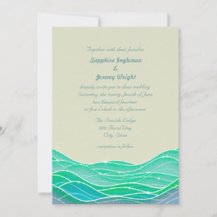 Modern Magical Ocean Waves Seaside Wedding Invitation
