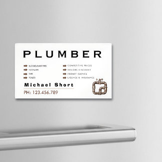Modern Magnetic Black & Brown Plumber Business Card