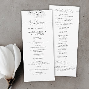 Modern Magnolia Chic Black White Wedding Program