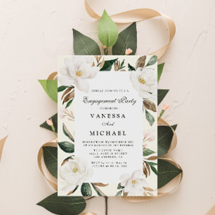 modern magnolia engagement party invitation