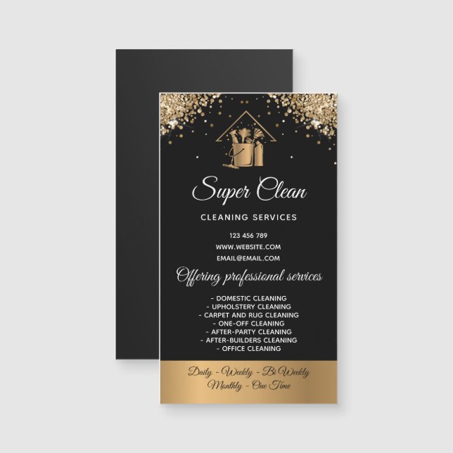 Modern Maid Cleaning House Sparkling Gold Glitter (Front/Back)