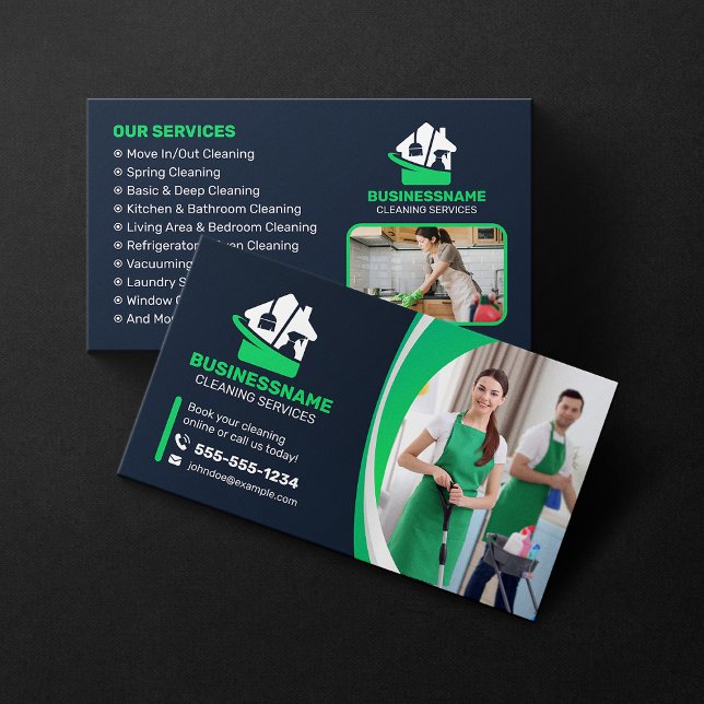 Modern Maid House Cleaning housekeeping Janitorial Business Card (Creator Uploaded)