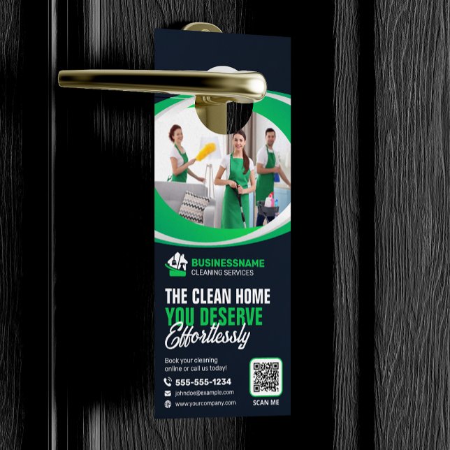 Modern Maid House Cleaning housekeeping Janitorial Door Hanger (Creator Uploaded)