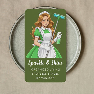 Modern Maid House Cleaning Housekeeping Luxury Business Card
