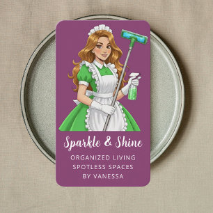 Modern Maid House Cleaning Housekeeping Luxury Business Card