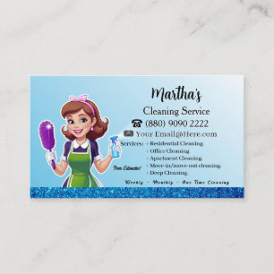 Modern Maid House Cleaning housekeeping Service Business Card