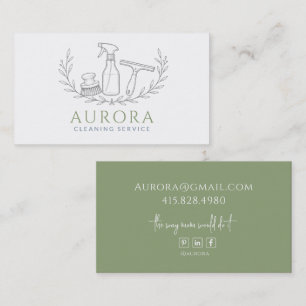 Modern Maid & House Cleaning Service Business Card