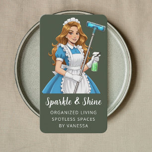 Modern Maid House Cleaning Services Housekeeping Business Card