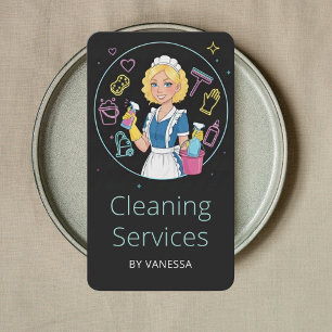 Modern Maid House Cleaning Services Housekeeping Business Card